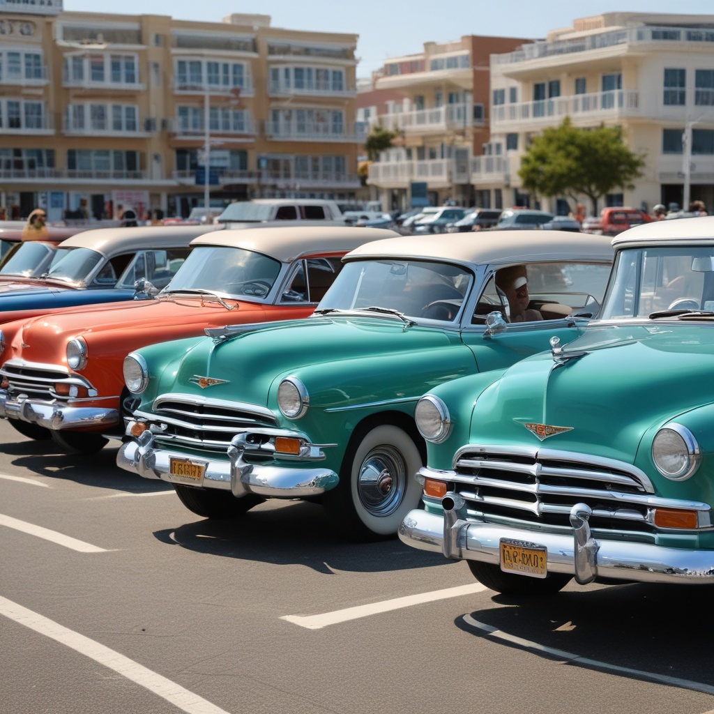 Classic cars lined up at Cruisin Ocean City event